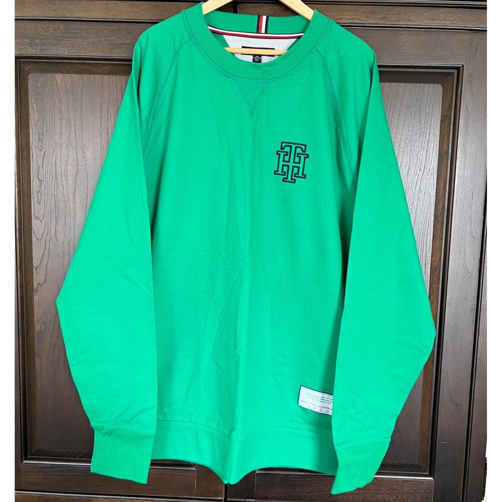 TOMMY HILFIGER Iconic Homage Sweatshirt Mens XXL Tall Casual Fit - Kelly Green